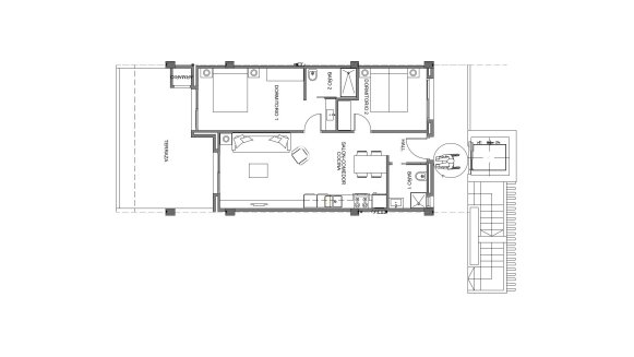 Планировка квартиры 2 спальни в ЖК OASIS LAGUNA 3 № 3 (2D)